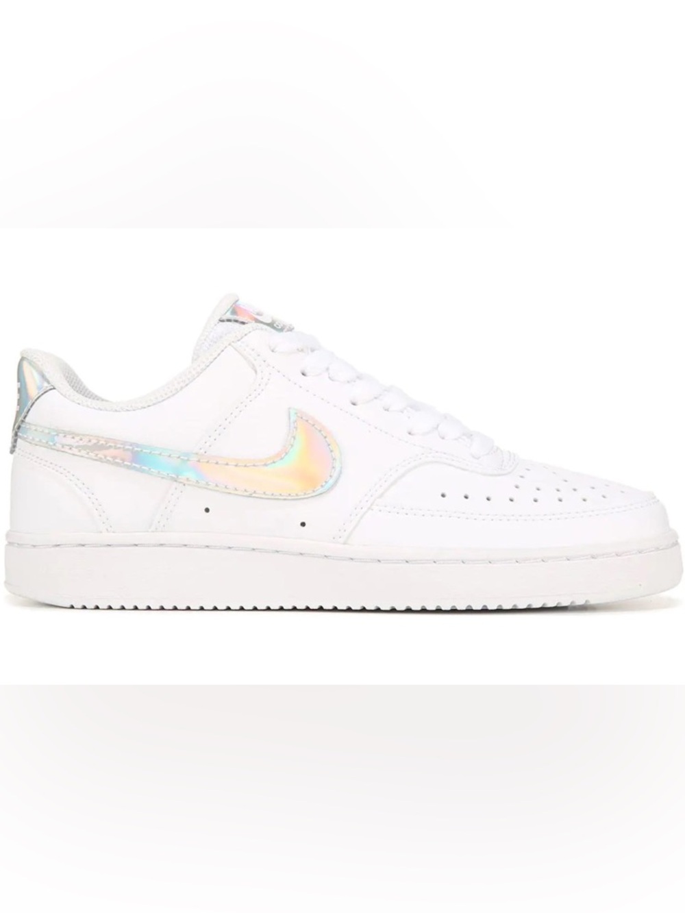 Nike Court Vision Low White Iridescent Swoosh Sneakers, 8